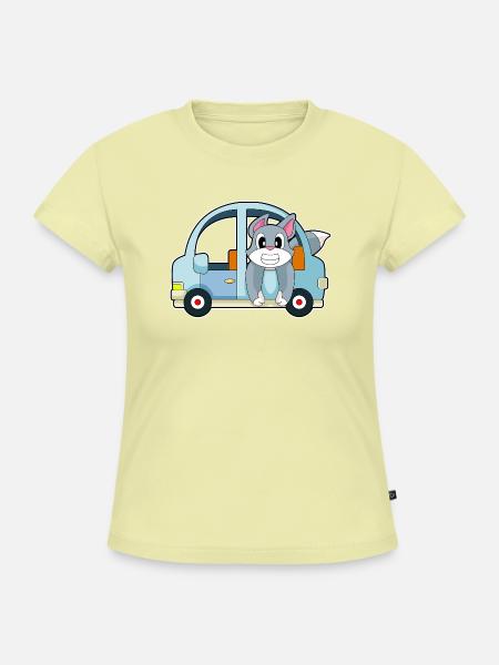 Katze Auto - SLIM FIT Frauen Organic T-Shirt - Buttergelb