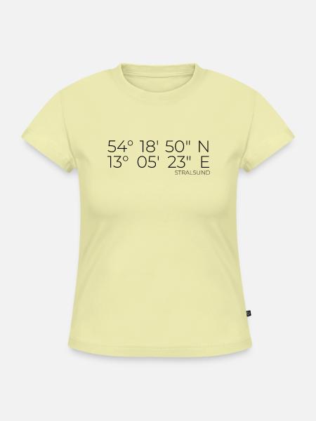 Koordinaten Stralsund - SLIM FIT Frauen Organic T-Shirt - Buttergelb
