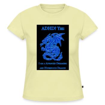 ADHD-Dragon - SLIM FIT Frauen Organic T-Shirt - Buttergelb - Vorne - AI Model Female 172 light (172cm)