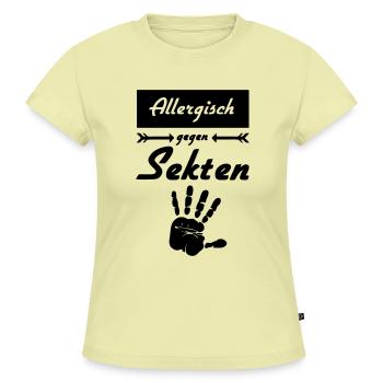 Allergisch gegen Sekten Geschenk - SLIM FIT Frauen Organic T-Shirt - Buttergelb - Vorne - AI Model Female 172 light (172cm)