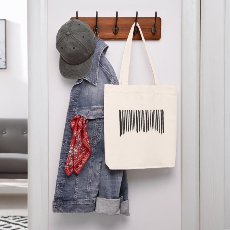 Barcode Strokes Lines Scribbled Barcode Scan Tote bag épais recyclé Stanley/Stella