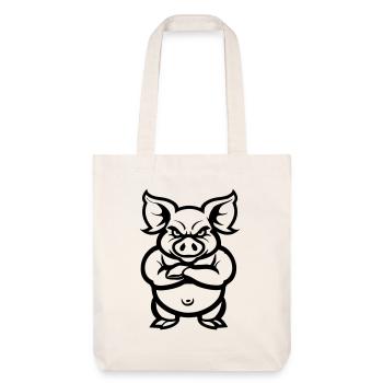 pig animal - Stanley/Stella recycelter Heavyweight Stoffbeutel - Naturweiß - Vorne