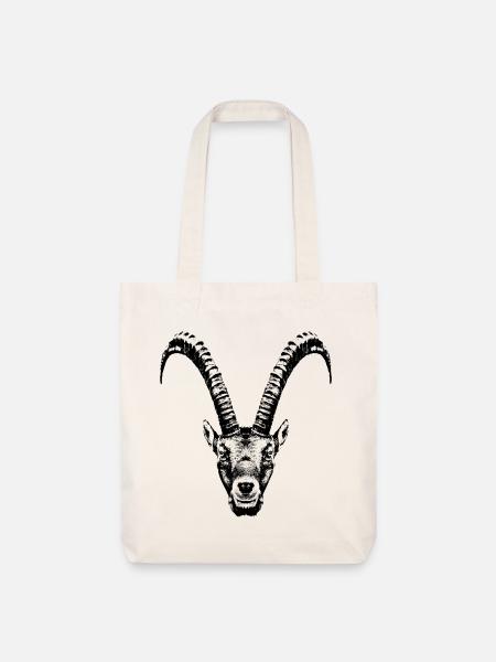 Steinbock / Kopf / Ibex / frontal - Stanley/Stella recycelter Heavyweight Stoffbeutel - Naturweiß