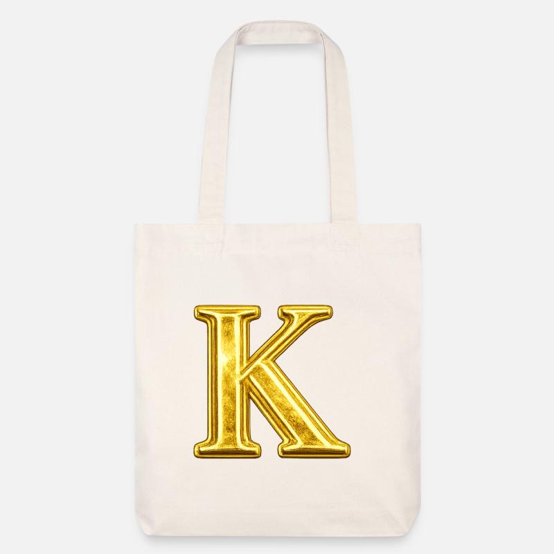 K Goldenes Monogramm - Stanley/Stella recycelter Heavyweight Stoffbeutel - Naturweiß