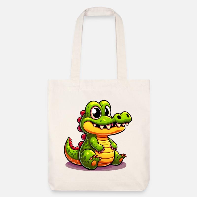Alligator-Krokodil - Stanley/Stella recycelter Heavyweight Stoffbeutel - Naturweiß