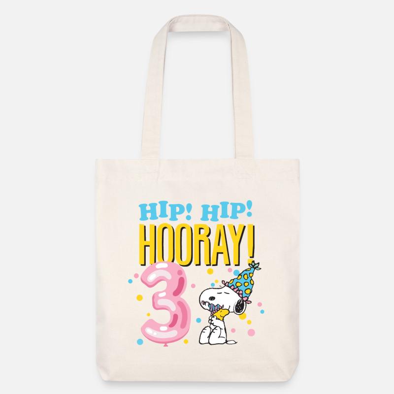 Peanuts 3 Jahre Geburtstagsdesign Mit Spruch - Stanley/Stella recycelter Heavyweight Stoffbeutel - Naturweiß