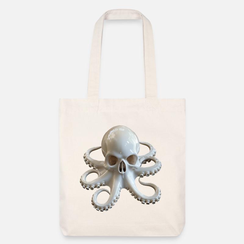Schädel-Oktopus Fusion - Stanley/Stella recycelter Heavyweight Stoffbeutel - Naturweiß