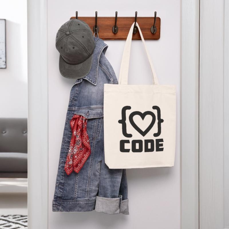 Herzprogrammierer Code Logo mit Text CODE Stanley/Stella recycelter Heavyweight Stoffbeutel