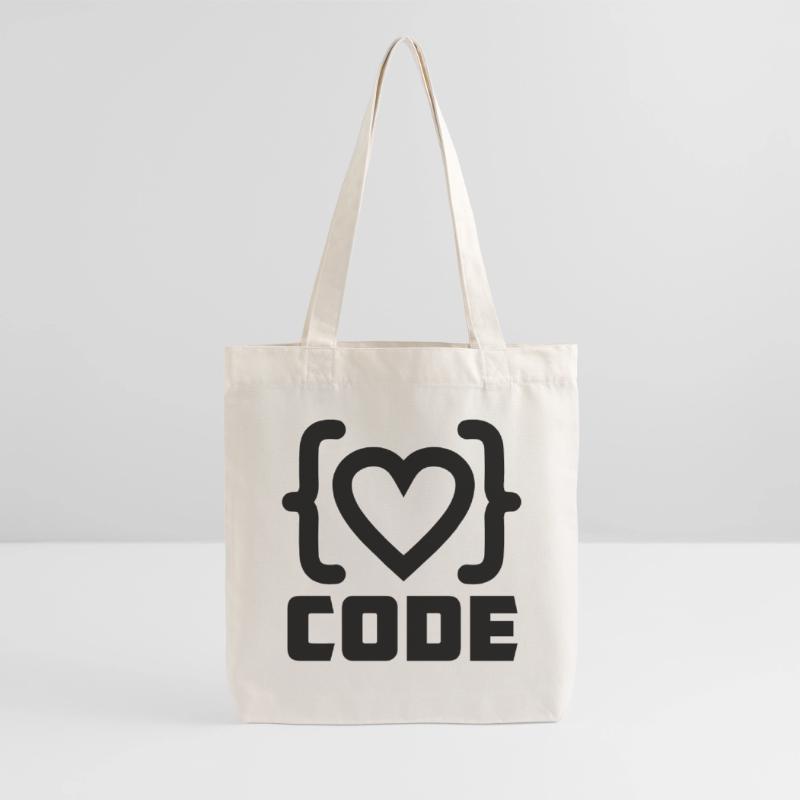 Herzprogrammierer Code Logo mit Text CODE Stanley/Stella recycelter Heavyweight Stoffbeutel