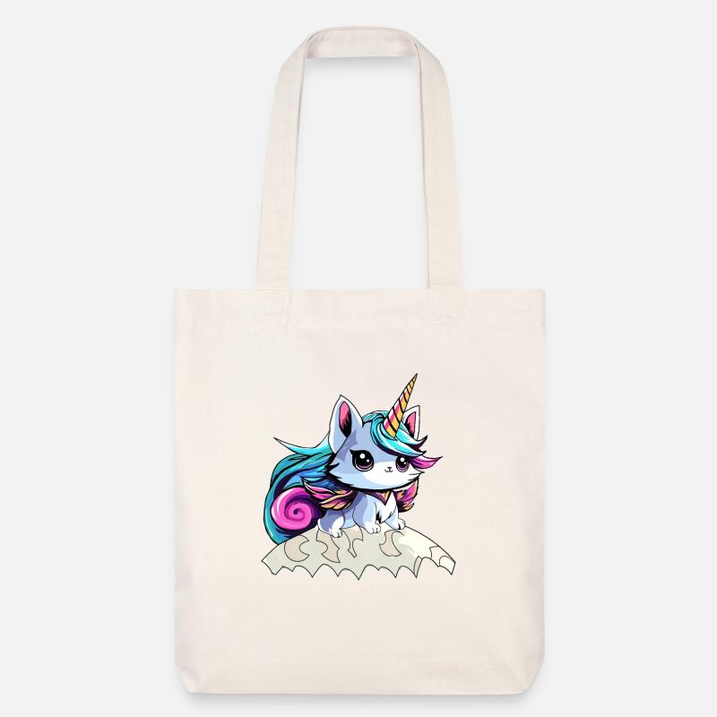 Fee Einhorn Katze - Stanley/Stella recycelter Heavyweight Stoffbeutel - Naturweiß