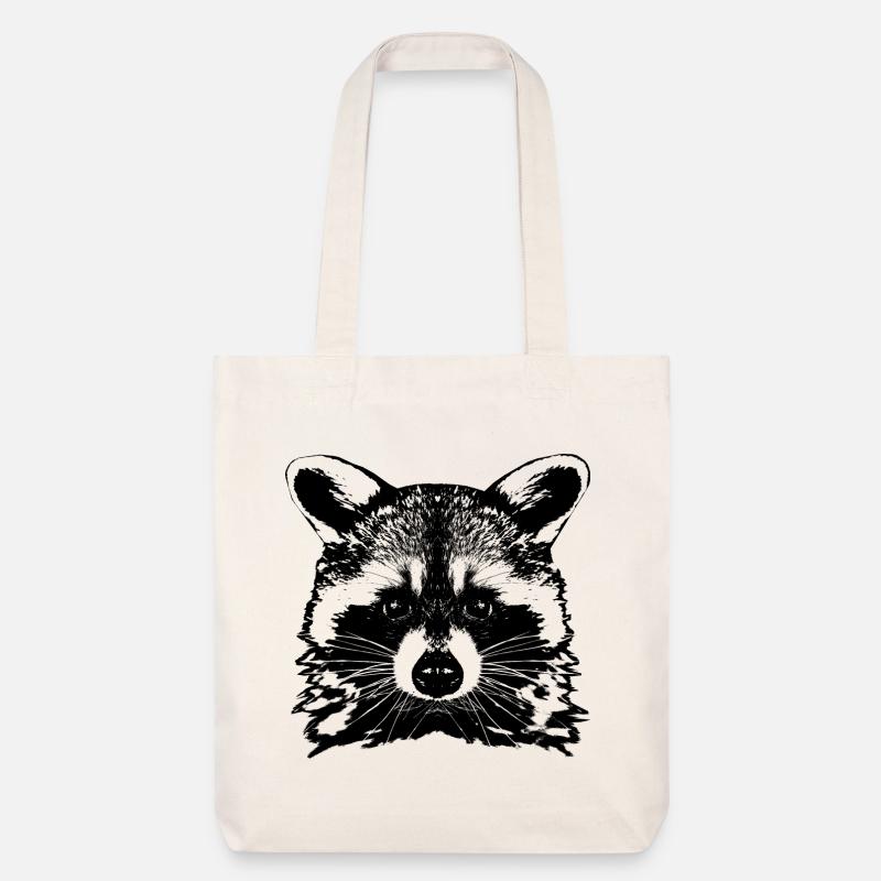 Waschbär / Raccoon / Kopf - Stanley/Stella recycelter Heavyweight Stoffbeutel - Naturweiß