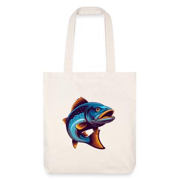 Saumon coloré Kawaii Dessin animé Personnage Clipart - Tote bag épais recyclé Stanley/Stella - blanc cassé - Devant