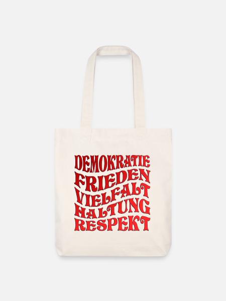 DEMOKRATIE - HALTUNG RESPEKT - Stanley/Stella recycelter Heavyweight Stoffbeutel - Naturweiß