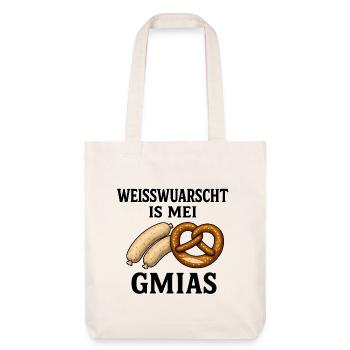 Weisswuarscht is mei Gmias - Stanley/Stella recycelter Heavyweight Stoffbeutel - Naturweiß - Vorne