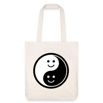 Yin Yang mit Smileys | Positive Balance Symbol - Stanley/Stella recycelter Heavyweight Stoffbeutel - Naturweiß - Vorne