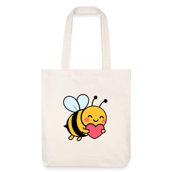 Joyeuse abeille avec le cœur - Tote bag épais recyclé Stanley/Stella - blanc cassé - Devant