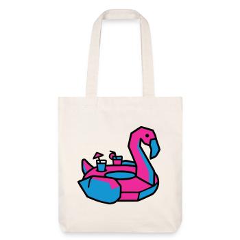 Fête de la piscine des animaux natants Flamants - Tote bag épais recyclé Stanley/Stella - blanc cassé - Devant