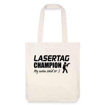 Champion de Laser Tag Ma Maman triste tellement - Tote bag épais recyclé Stanley/Stella - blanc cassé - Devant