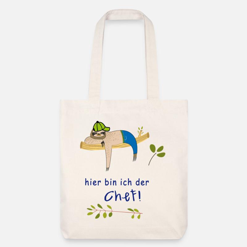 hier bin ich der Chef Faultier - Stanley/Stella recycelter Heavyweight Stoffbeutel - Naturweiß