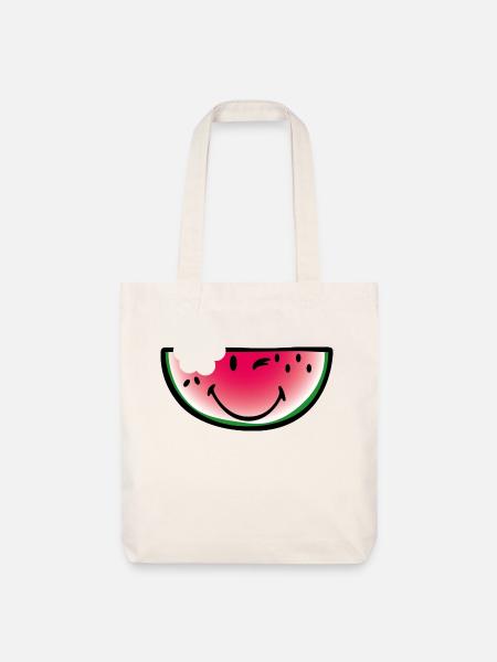 Smiley Watermelon - Stanley/Stella recycelter Heavyweight Stoffbeutel - Naturweiß