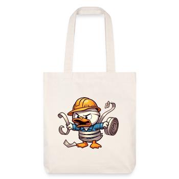 Enten Bauarbeiter: Humor im Baustellenstil - Stanley/Stella recycelter Heavyweight Stoffbeutel - Naturweiß - Vorne