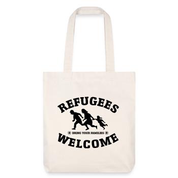 Refugees Welcome (versch. Farben) - Stanley/Stella recycelter Heavyweight Stoffbeutel - Naturweiß - Vorne