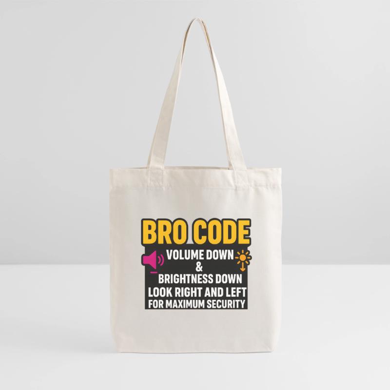 Bro Code Volume Down Look Right Left, Funny  Stanley/Stella Heavyweight Recycled Tote Bag