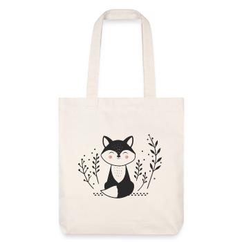 Lächelnder Fuchs – Minimalistische Illustration - Stanley/Stella recycelter Heavyweight Stoffbeutel - Naturweiß - Vorne