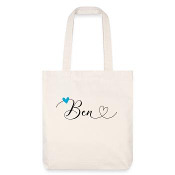Ben Nom Prénom Calligraphie Coeur - Tote bag épais recyclé Stanley/Stella - blanc cassé - Devant