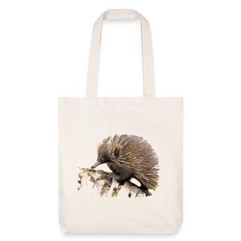 Hedgehog in watercolor on rock - Stanley/Stella Heavyweight Recycled Tote Bag - natural white - Front