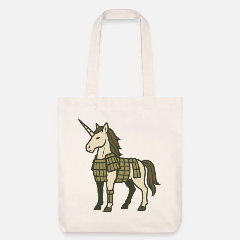 Samurai-Rüstung Einhorn-Krieger-Fantasy-Design - Stanley/Stella recycelter Heavyweight Stoffbeutel - Naturweiß