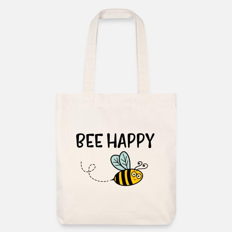 Bee Happy - Stanley/Stella recycelter Heavyweight Stoffbeutel - Naturweiß