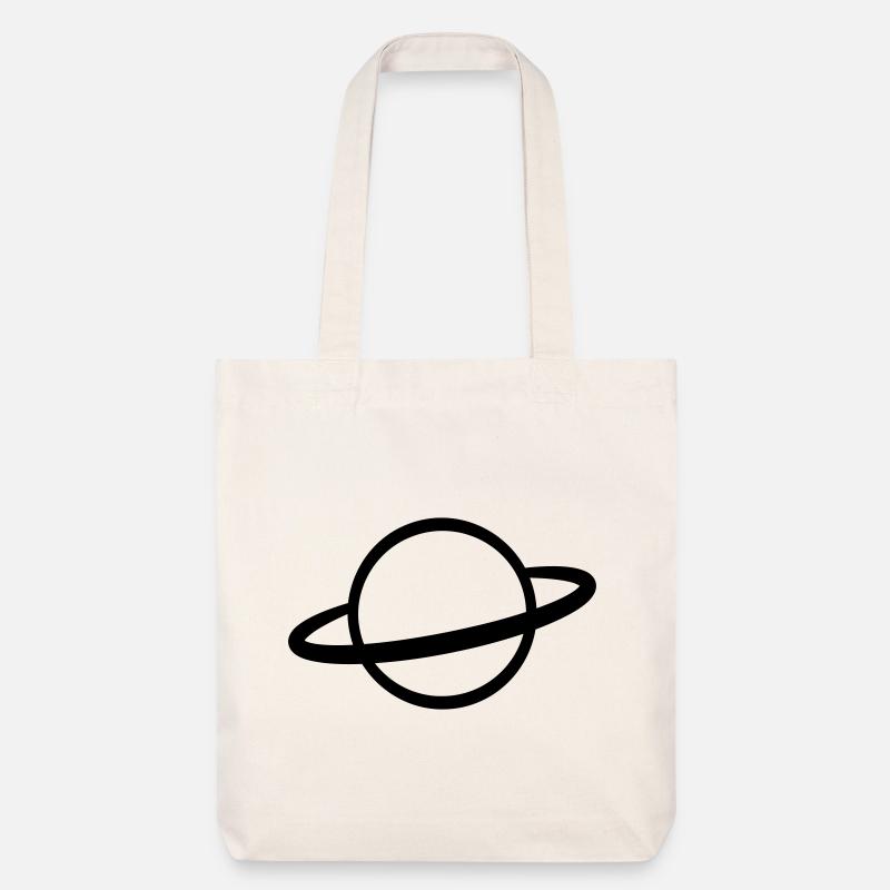 Planet mit Ring Symbol Umriss - Stanley/Stella recycelter Heavyweight Stoffbeutel - Naturweiß