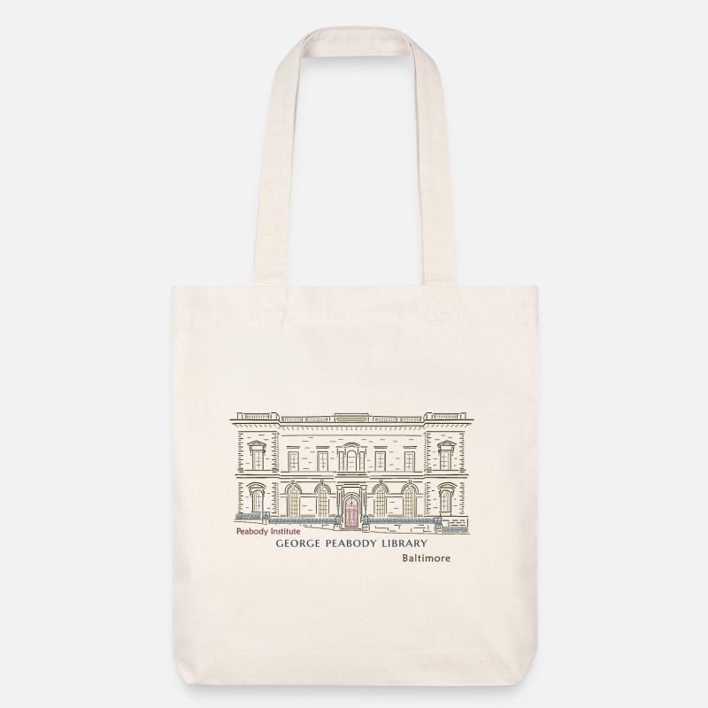 Baltimore, dessin à la main Bibliothèque George Peabody - Tote bag épais recyclé Stanley/Stella - blanc cassé