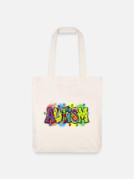 Autism Awareness Puzzle Regenbogen Design - Stanley/Stella recycelter Heavyweight Stoffbeutel - Naturweiß