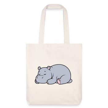 Hippopotame endormi Vecteur paresseux fatigué - Tote bag épais recyclé Stanley/Stella - blanc cassé - Devant
