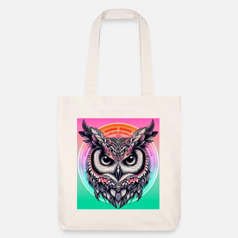 Eule - Stanley/Stella recycelter Heavyweight Stoffbeutel - Naturweiß