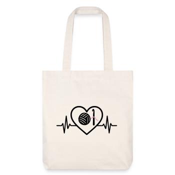 Crochet Knit Heart Ball Pink Hobby Woman - Stanley/Stella Heavyweight Recycled Tote Bag - natural white - Front