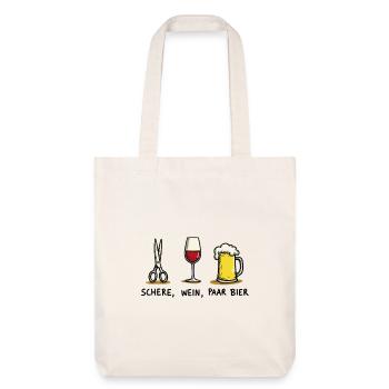 Schere Wein Paar Bier Lustiges Party Wortspiel - Stanley/Stella recycelter Heavyweight Stoffbeutel - Naturweiß - Vorne