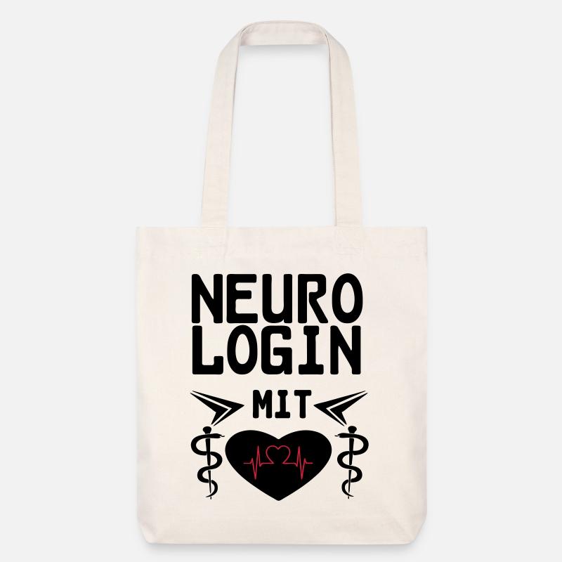 Neurologin mit Herz Geschenk - Stanley/Stella recycelter Heavyweight Stoffbeutel - Naturweiß