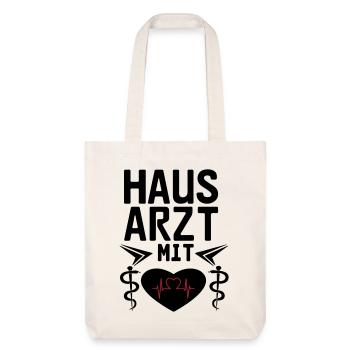 Hausarzt mit Herz Geschenk - Stanley/Stella recycelter Heavyweight Stoffbeutel - Naturweiß - Vorne