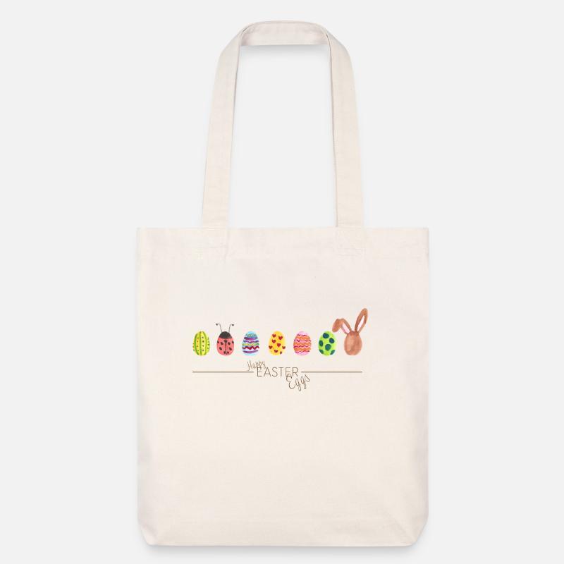 Happy Easter (-Eggs) - Stanley/Stella recycelter Heavyweight Stoffbeutel - Naturweiß