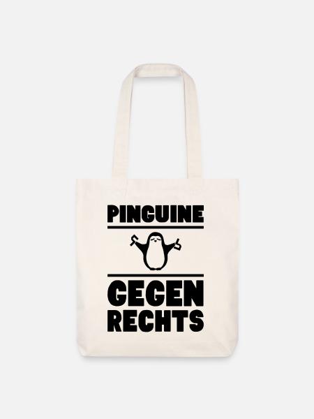 Pinguine gegen rechts / schwarz - Stanley/Stella recycelter Heavyweight Stoffbeutel - Naturweiß