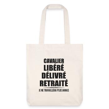 Cavalier célèbre sa retraite avec humour cadeau - Tote bag épais recyclé Stanley/Stella - blanc cassé - Devant