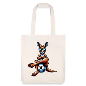 Cool kangaroo with sunglasses and soccer ball - Stanley/Stella Heavyweight Recycled Tote Bag - natural white - Front