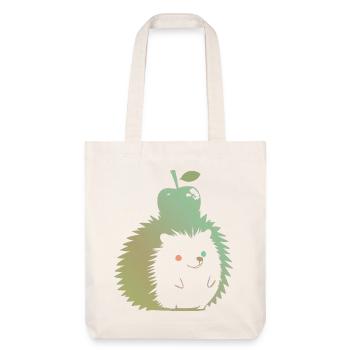 Pastell-Igel mit Apfel - Stanley/Stella recycelter Heavyweight Stoffbeutel - Naturweiß - Vorne