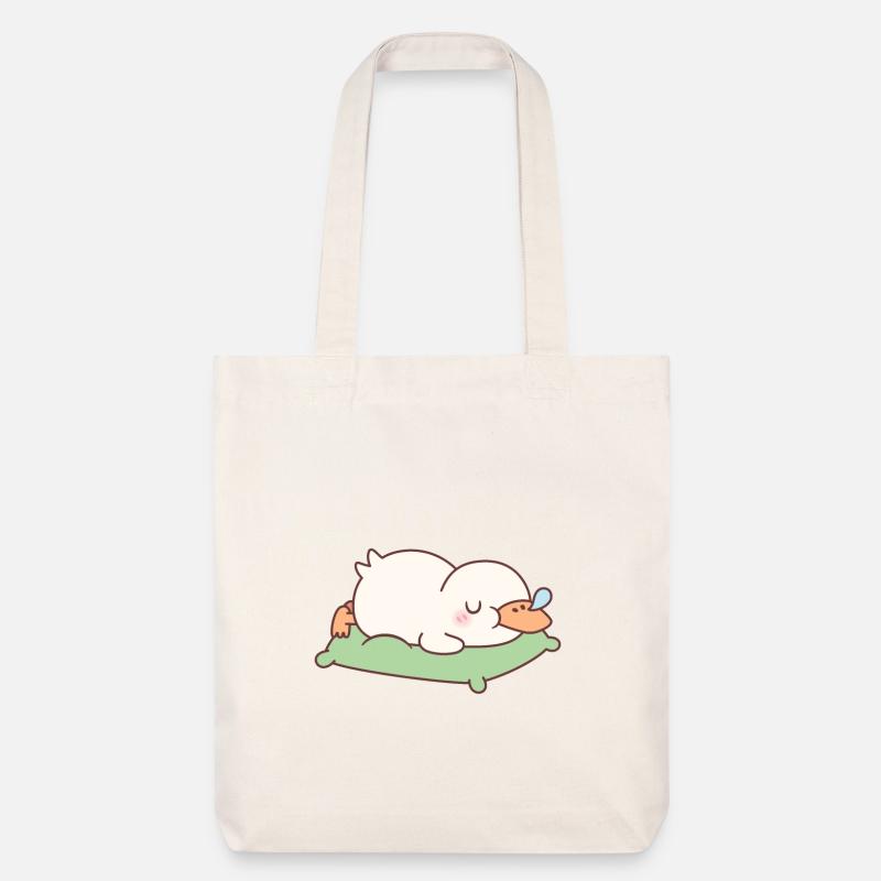 Canard mignon dormant sur l’oreiller - Tote bag épais recyclé Stanley/Stella - blanc cassé