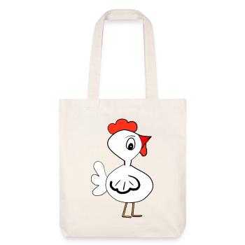 Charmante Henne Huhn Kinder Cartoon - Stanley/Stella recycelter Heavyweight Stoffbeutel - Naturweiß - Vorne