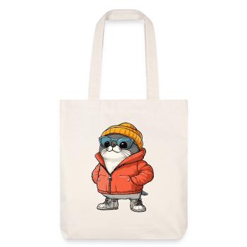 Robbe Tier Winter Comic - Stanley/Stella recycelter Heavyweight Stoffbeutel - Naturweiß - Vorne