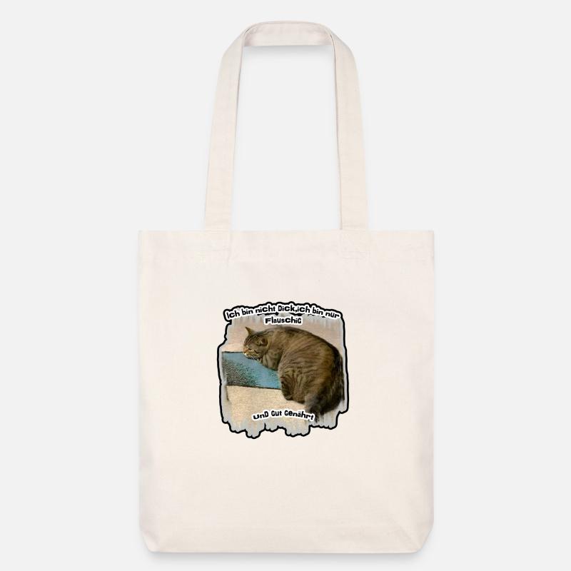 Dicke Katze - Stanley/Stella recycelter Heavyweight Stoffbeutel - Naturweiß